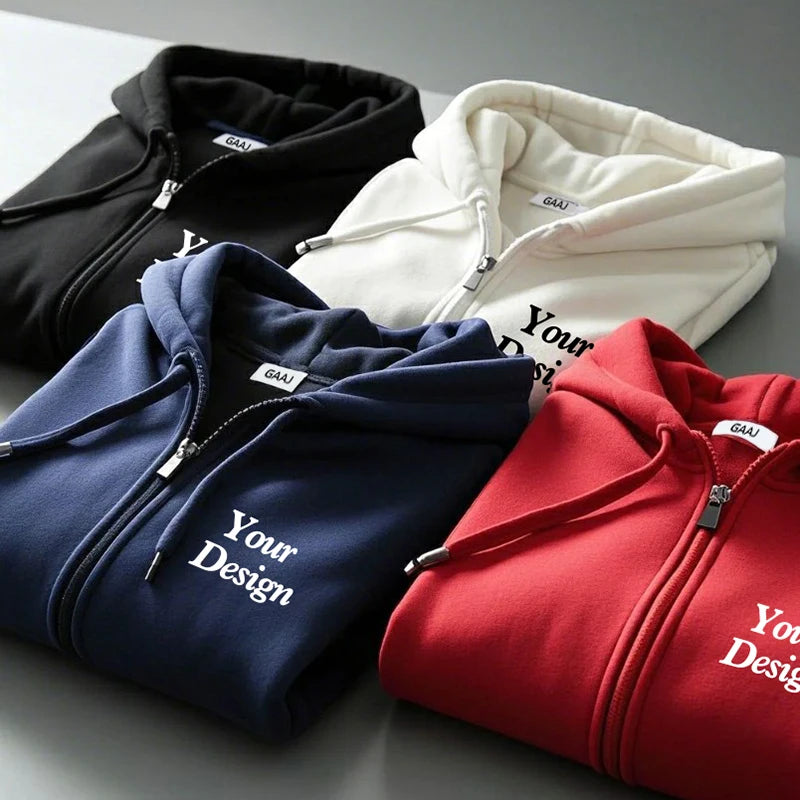 Top Quality Custom Cotton Zipper Hoodie Print Photo Text Brand Logo Men Womens Thick Fleece Autumn Winter Warm Sweatshirt 350gsm