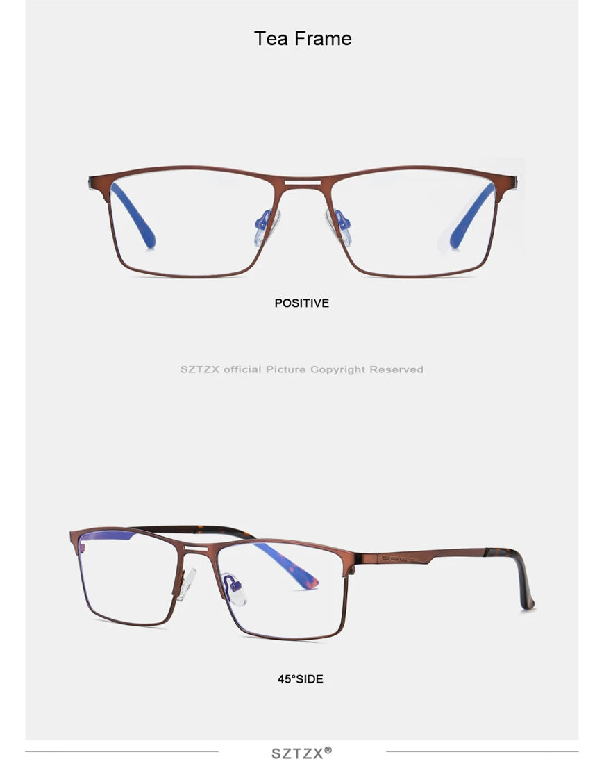SZTZX Men Business Reading Glasses Anti Blue Light Myopia Prescription Eyeglasses Ultralight Photochromic Optical Sunglasses
