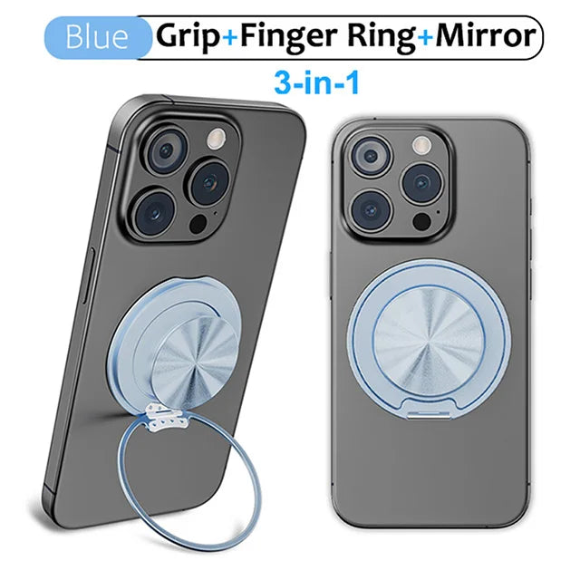 Grippopso Magnetic Suction Phone Mount Built-in Mirror Socket for MagSafe Grip Holder, Adjustable Cell Phone Stand for Desk