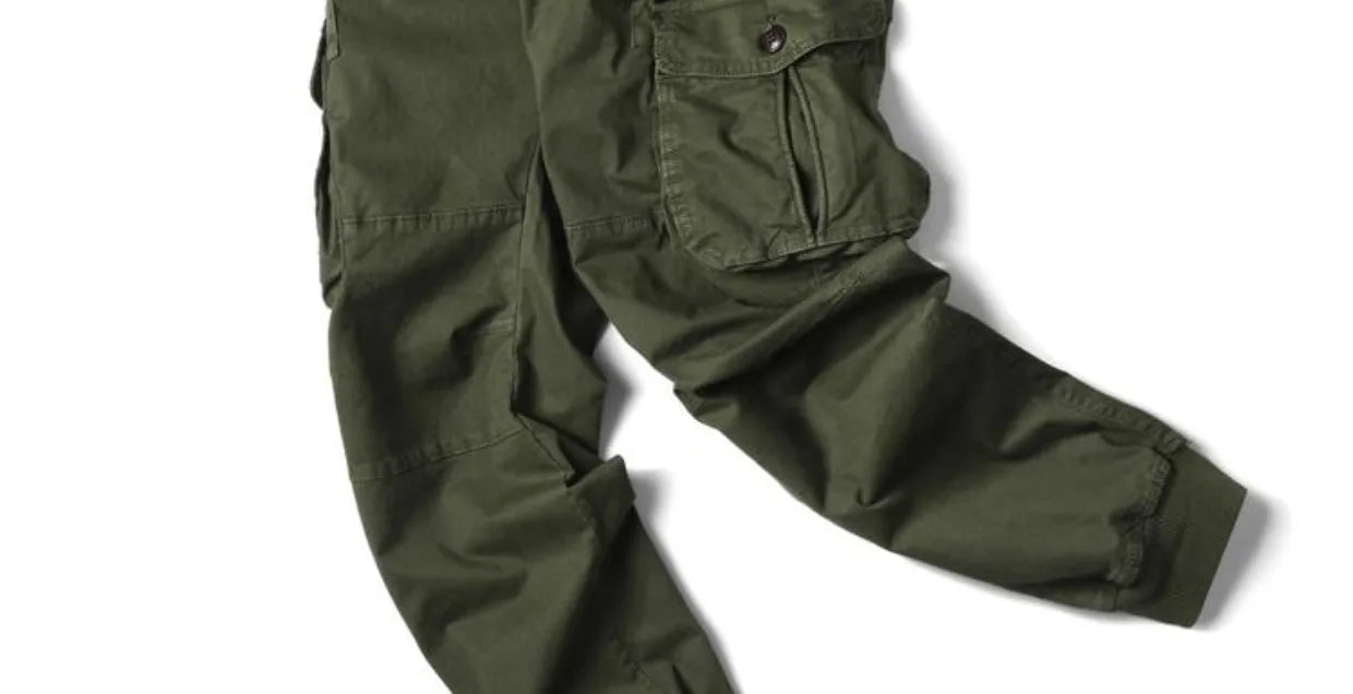 Spring Summer Men's Casual Fashion Work Pants Cuffed Multiple Pockets Slim Fit Youth Leisure Trousers Trendy Brand
