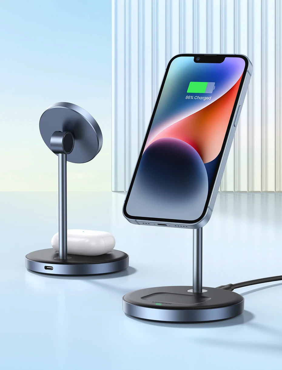 IL Special UGREEN Magnetic Wireless Charger 20W Max 2-in-1 Charging Stand For iPhone 14 Pro Max/iPhone 13/AirPods Fast Charger