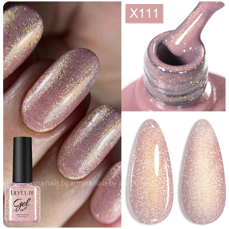 LILYCUTE 7ML طلاء أظافر جل أبيض وأسود، جل أظافر ملون صيفي، جل UV شبه دائم، جل أظافر UV LED قابل للنقع.