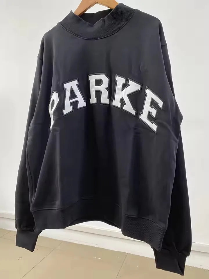 autumn winter Women's Pullover Hooded Sweatshirt with Letter Print and Zipper Closure