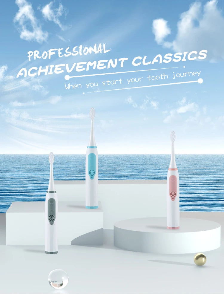 Sonic Electric Toothbrush for Men and Women Adult Household Non Rechargeable Soft Hair IPX6 Waterproof