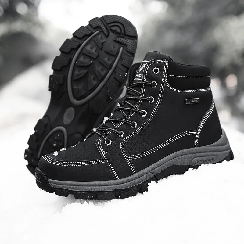 Yellow Ankle Boots Cowboy Footwear Snow Warm Fur Sneakers Padded Trekking Black Waterproof Leather Men Hiking Shoe Winter Summer