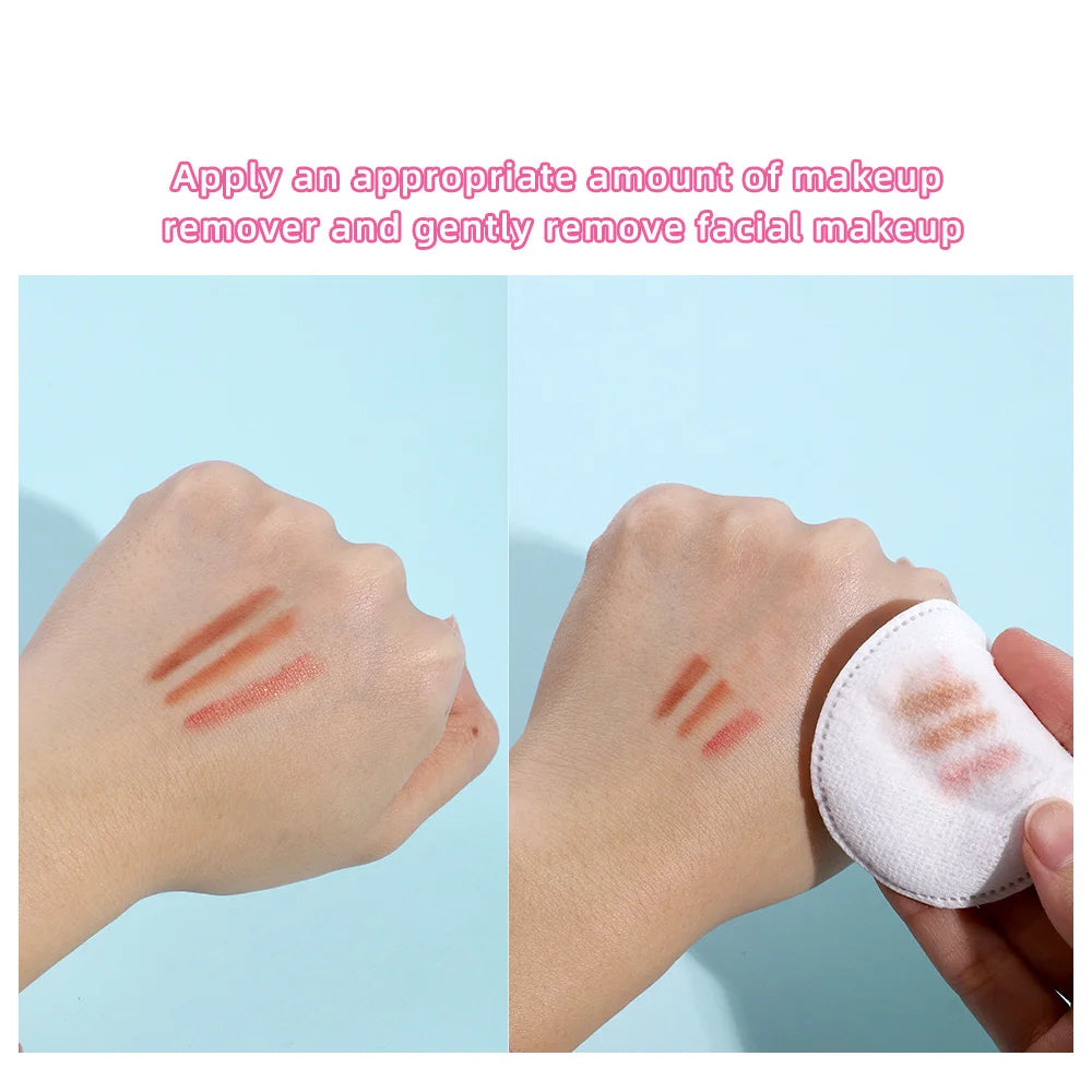 100pcs soft and breathable circular makeup remover pads, double-sided textured cotton pads, used for daily facial cleansing