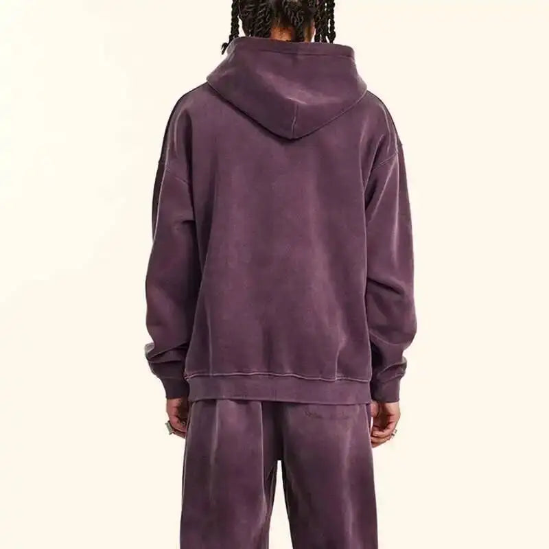 PFNW 2025 Spring High Street Vintage Washed Digital Padded Hooded Sweatshirt Men's American Loose Oversized Pullover Top 28W5695