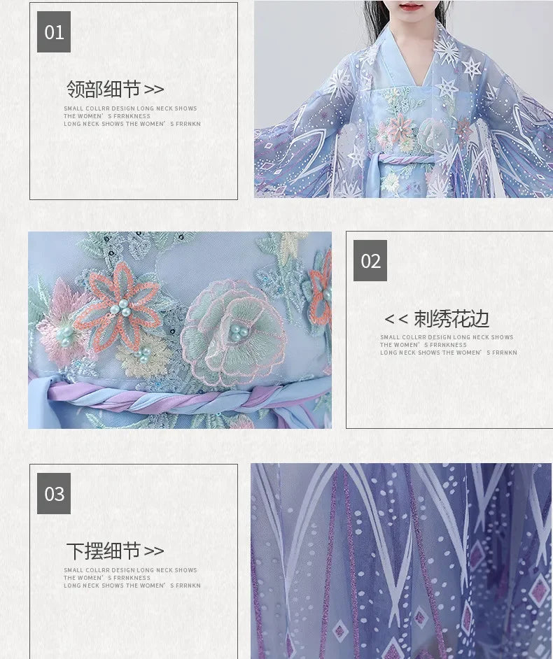 Kids Fairy Tang Costume Girls Casual Dresses Hanfu Girl Summer Children's Clothing Outfit Princess Dress Baby Vestido Robe Fille