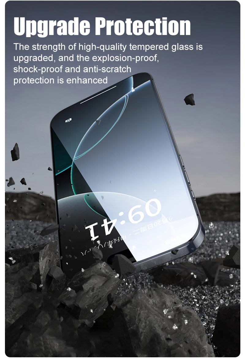 2PCS Dust Free Installation Tempered Glass For iPhone 16 15 14 13 12 11 Pro Max Plus Mini Screen Protector Full Protective Film