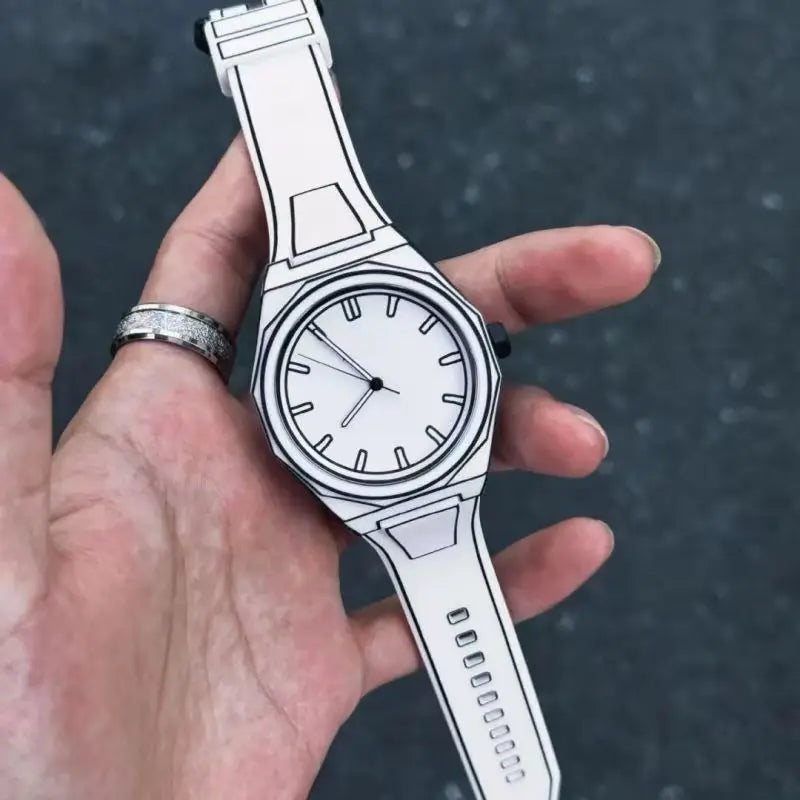 MAYZHISU Men's Watches Comic-book Style Men Quartz Wristwatch Silicone Strap Waterproof Cartoon Luxury Unisex Male's Clock Watch
