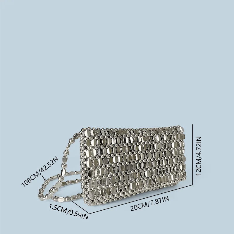 Summer New Blingbling Retro Silver Hollow Design Handmade Beaded Flip Phone Bag