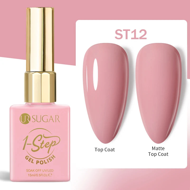 UR SUGAR 1-step Gel Polish 12ML Glitter Nail Spring Summer White Nude Pink Gel Nail Polish 3 IN 1 No Need Base Gel and Top Coat