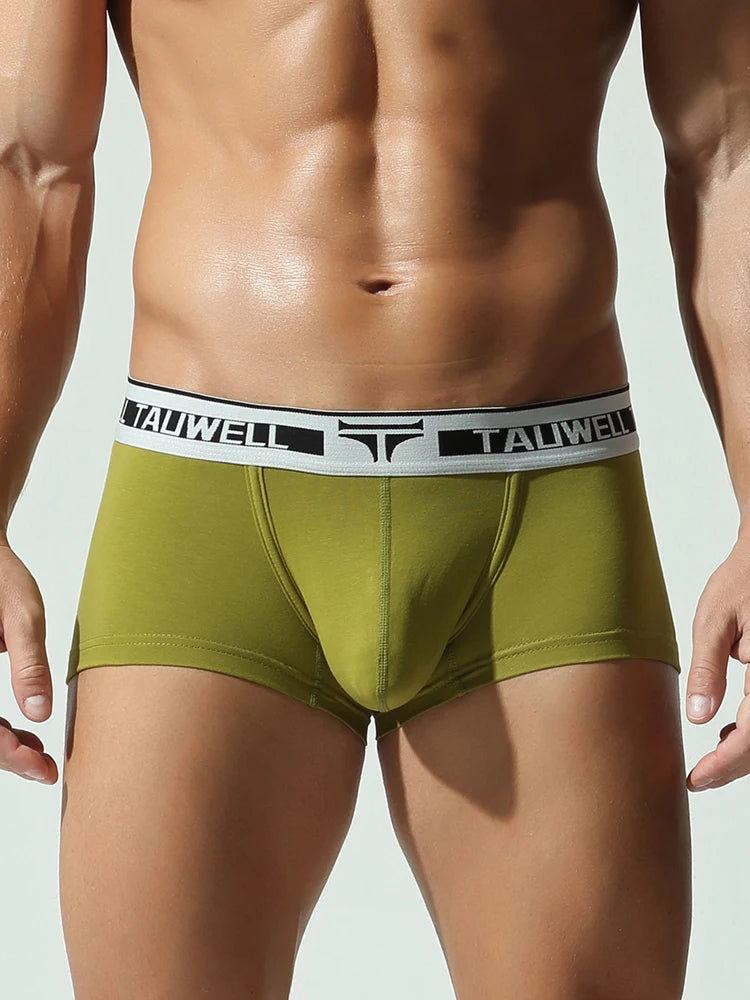 TAUWELL Low-Waist Buttoned Boxer Shorts for Men with U Convex Pouch Sexy Male Panties New Arrivals Comfortable Underwear