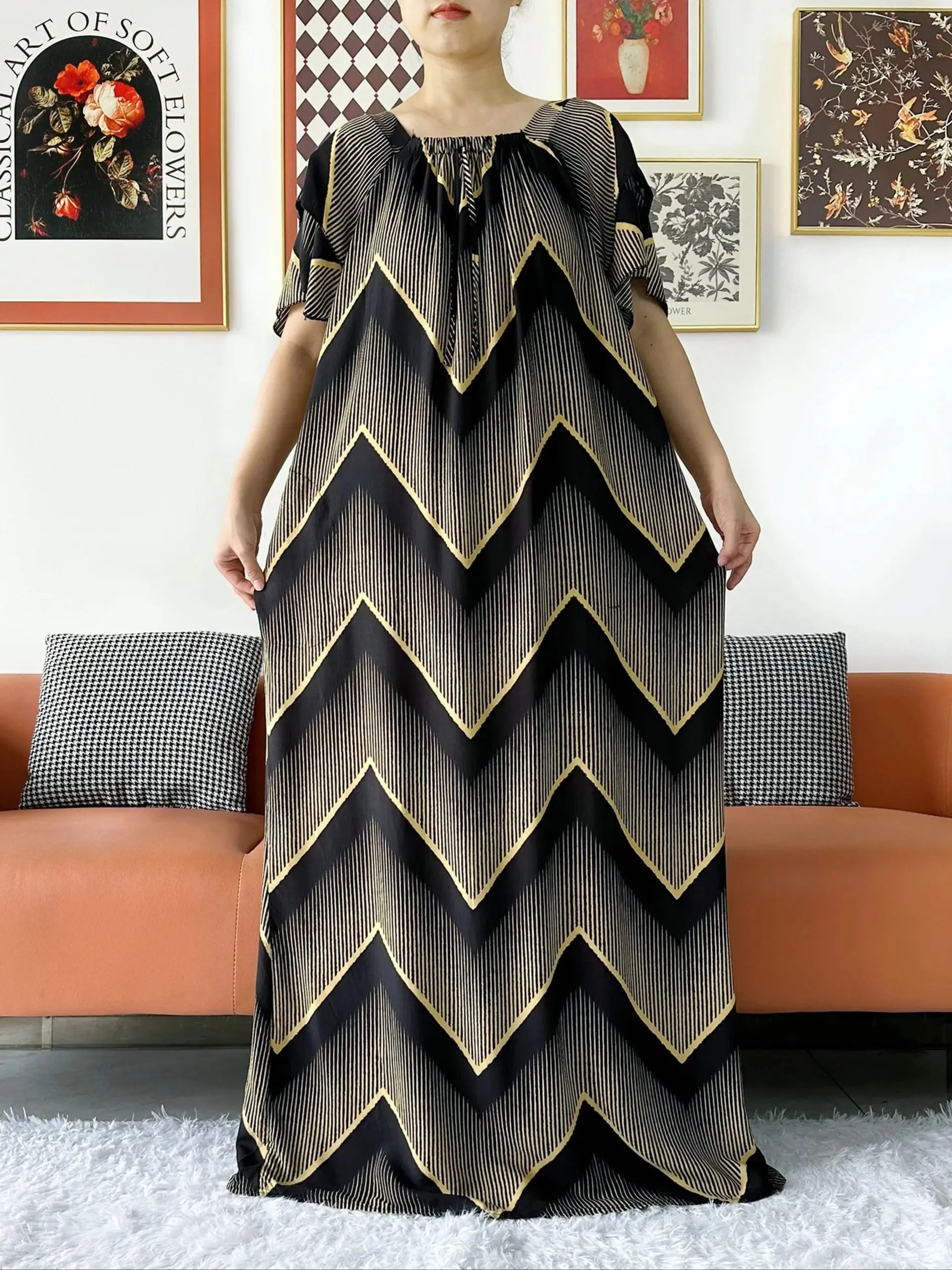 2024 New Muslim Dubai Abaay Women Cotton Dress With Big Scarf For Women Maxi Summer Short Sleeve Loose African Abaya Clothing