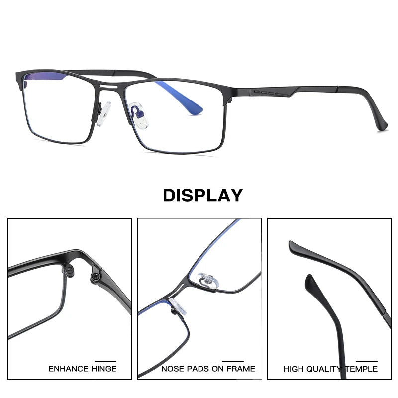SZTZX Men Business Reading Glasses Anti Blue Light Myopia Prescription Eyeglasses Ultralight Photochromic Optical Sunglasses