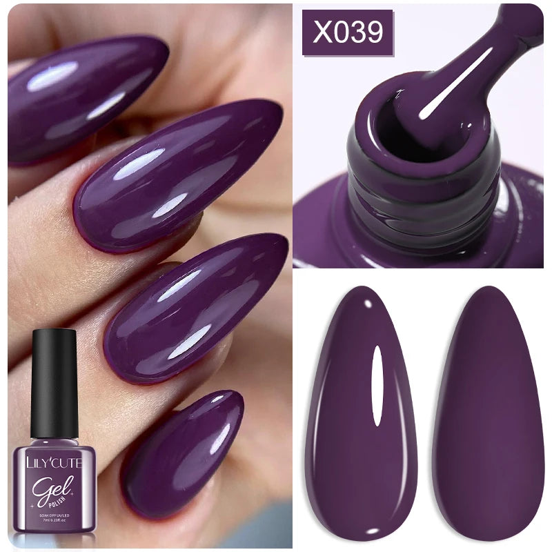 LILYCUTE 7ML Black White Color Gel Nail Polish Summer Colorful Gel Nail Art Semi Permanent UV Gel Soak Off UV LED Gel Varnishes
