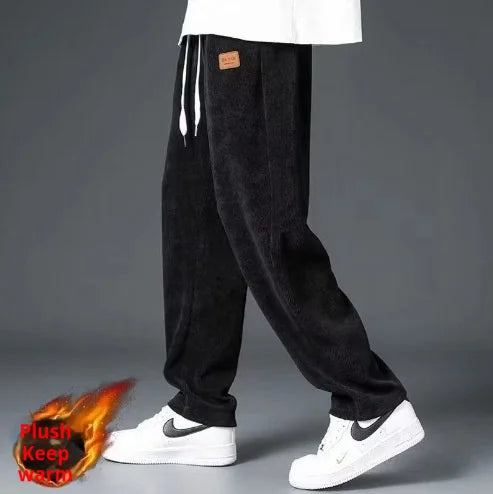 Corduroy Heavyweight Straight Leg Sweatpants Men's Trendy Brand Thick Sports Casual Pants Loose Hanging Work Pants