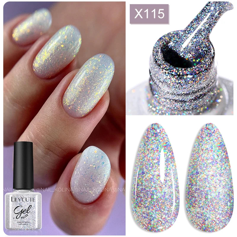 LILYCUTE 7ML Black White Color Gel Nail Polish Summer Colorful Gel Nail Art Semi Permanent UV Gel Soak Off UV LED Gel Varnishes