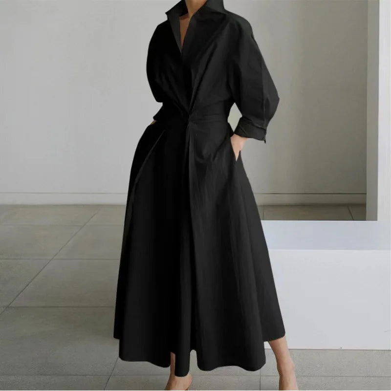 Women's Summer Dress Plus Size Commuter Polo Neck Loose Fit New Elegant Trendy Minimalist Fashionable Niche Versatile Casual Fit