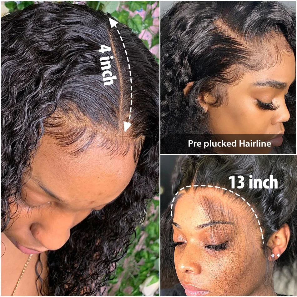 Kinky Curly Human Hair Wigs Deep Wave 13x6 HD Lace Frontal Wig Black Brazilian 13x4 HD Lace Front Remy Human Hair Wigs For Women