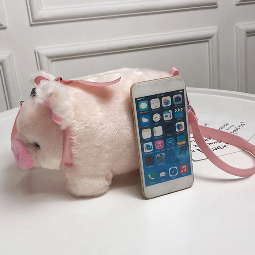Pink Piglet Plush Bag Korean Version Large Capacity Lady Shoulder Bag Cartoon Ins Cute Doll Messenger Bag Handbags Crossbody