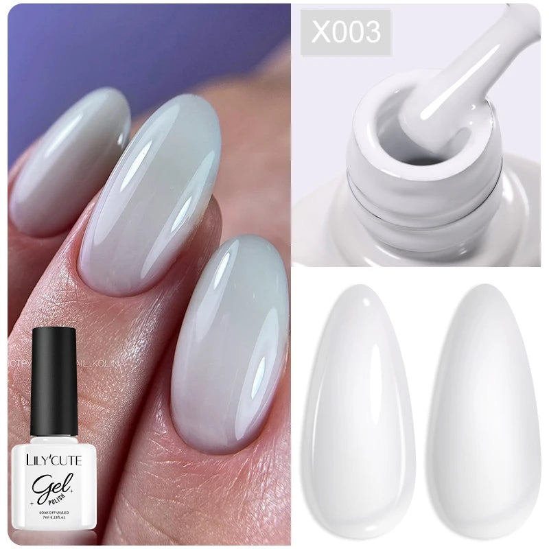 LILYCUTE 7ML Black White Color Gel Nail Polish Summer Colorful Gel Nail Art Semi Permanent UV Gel Soak Off UV LED Gel Varnishes
