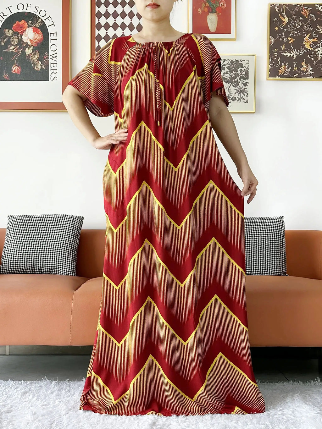 2024 New Muslim Dubai Abaay Women Cotton Dress With Big Scarf For Women Maxi Summer Short Sleeve Loose African Abaya Clothing
