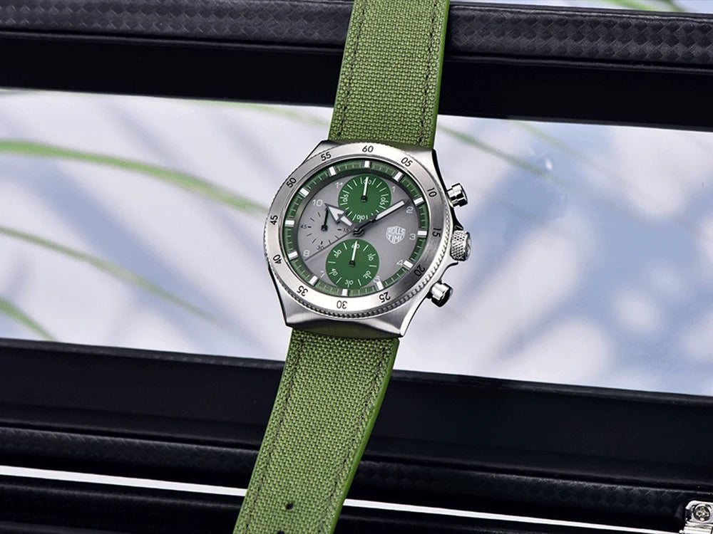 2026 new men's casual quartz watch top luxury sapphire TMI VD55 nylon men's chronograph waterproof sports men's watch luminous