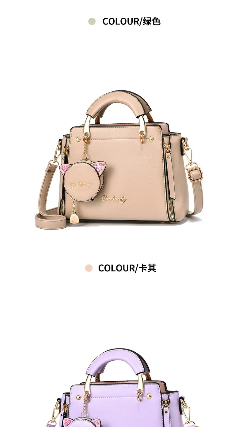 Vento Marea Summer Women Bag Side 2023 New Pu Leather Cute Cat Totes Design Ladies Shoulder Purse & Handbag Sweet White Shoulder
