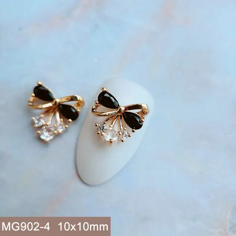 10pcs Summer Shell Starfish Cherry Zircon Crystals Metal Nails Jewelry Decorations Nail Art Accessories Charms Parts Supplies