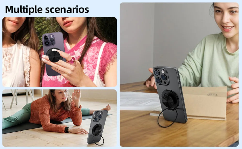 Grippopso Magnetic Suction Phone Mount Built-in Mirror Socket for MagSafe Grip Holder, Adjustable Cell Phone Stand for Desk