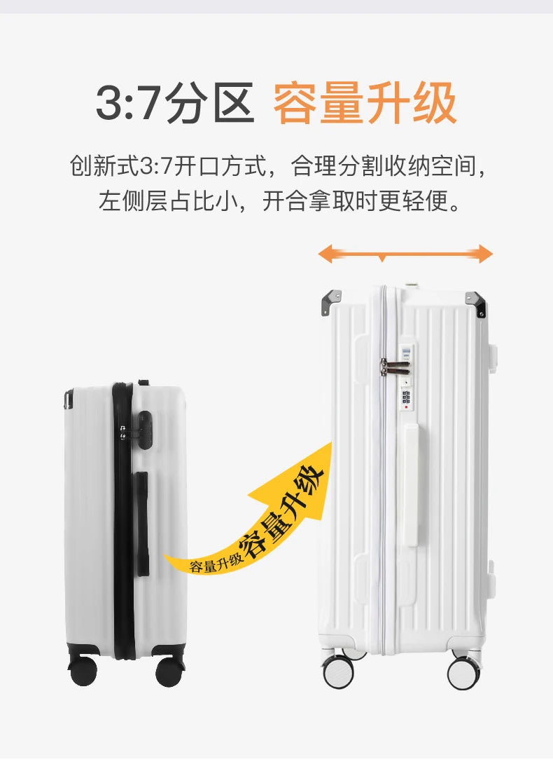 Large Capacity 20-26 Inch Rolling Luggage with Cup Holder Travel Bag Convenien Mobile Phone Stand Simple Travel Rolling Suitcase