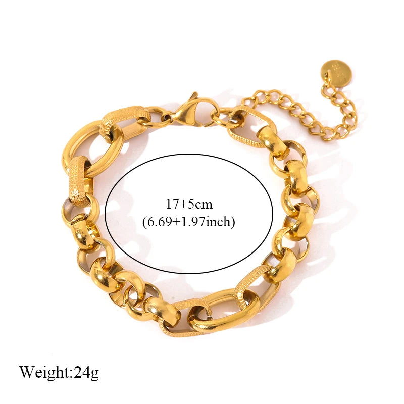 EILIECK 316L Stainless Steel Gold Color Bangles Bracelet For Women New Trendy Wrist Chain Waterproof Jewelry Gift Party Bijoux