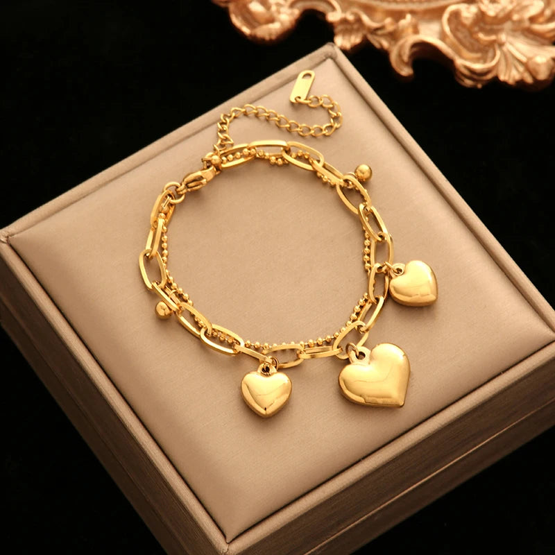 EILIECK 316L Stainless Steel Gold Color Bangles Bracelet For Women New Trendy Wrist Chain Waterproof Jewelry Gift Party Bijoux