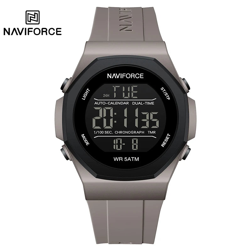 NAVIFORCE Creative Multifunction Male Wristwatches Silicone Strap LCD Display Electronic Watches for man Casual Wild Male Clocks