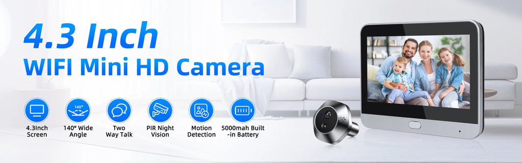 Awapow WiFi Tuya Peephole Camera Smart Life Motion Detection Digital Audio Doorbell Upgrades Two-way Intercom 2 Million HD Pixel