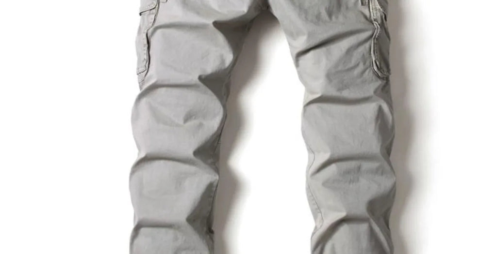 Spring Summer Men's Casual Fashion Work Pants Cuffed Multiple Pockets Slim Fit Youth Leisure Trousers Trendy Brand