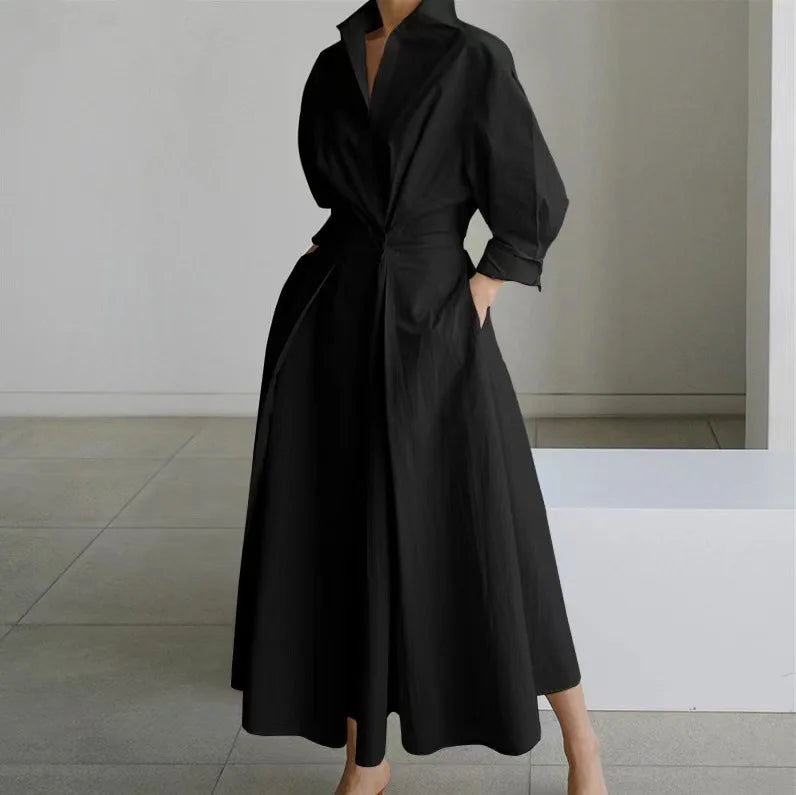 Women's Summer Dress Plus Size Commuter Polo Neck Loose Fit New Elegant Trendy Minimalist Fashionable Niche Versatile Casual Fit