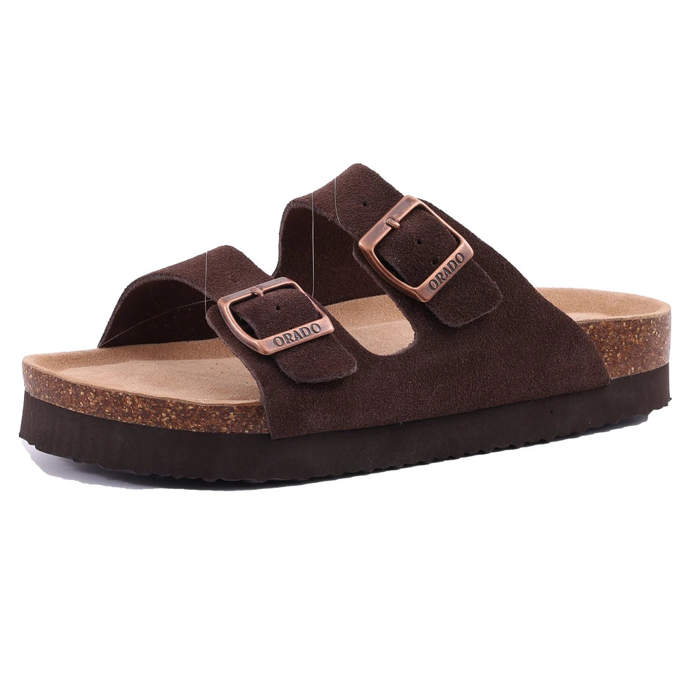 Comwarm Soft Cork Slippers For Women Classic Platform Clogs Slippers Open-Toe Flats Sandals Trendy Slip-on Mules And Beach Shoes