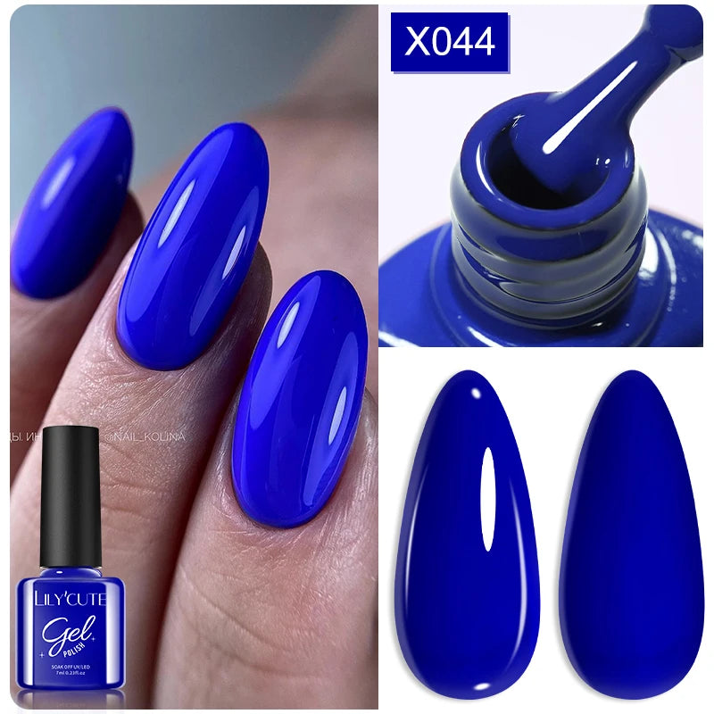 LILYCUTE 7ML Black White Color Gel Nail Polish Summer Colorful Gel Nail Art Semi Permanent UV Gel Soak Off UV LED Gel Varnishes