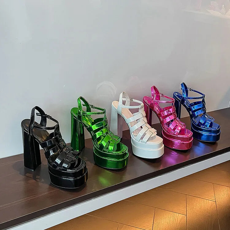 2024 Ladies High Heels Double Waterproof Platform Sandals for Women Luxury Brand Designer Summer Party Chunky Pumps and Shoes