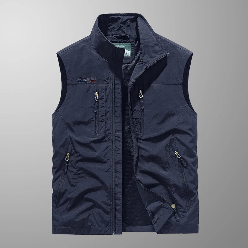 2025 Personalized yelek red Multi Pockets nylon Cargoes Fisherman vest fishing Journalist Photography Camping Waistcoat vest
