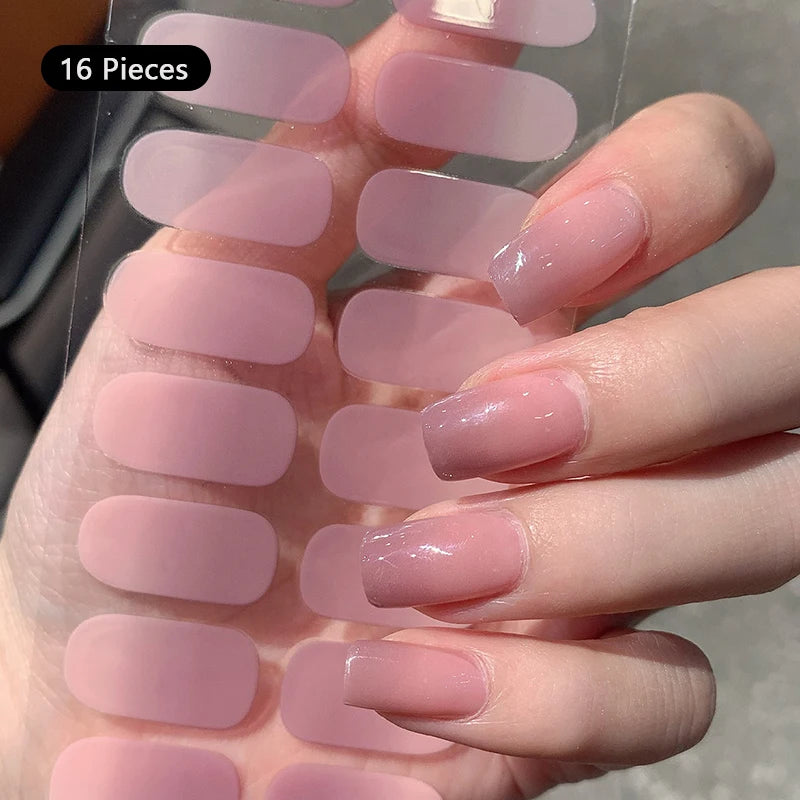 1pc DIY Baking-free Nail Stickers Long-Lasting Solid Color Fresh Flowers Christmas Autumn Nail Strips Patch Full Cover Decal