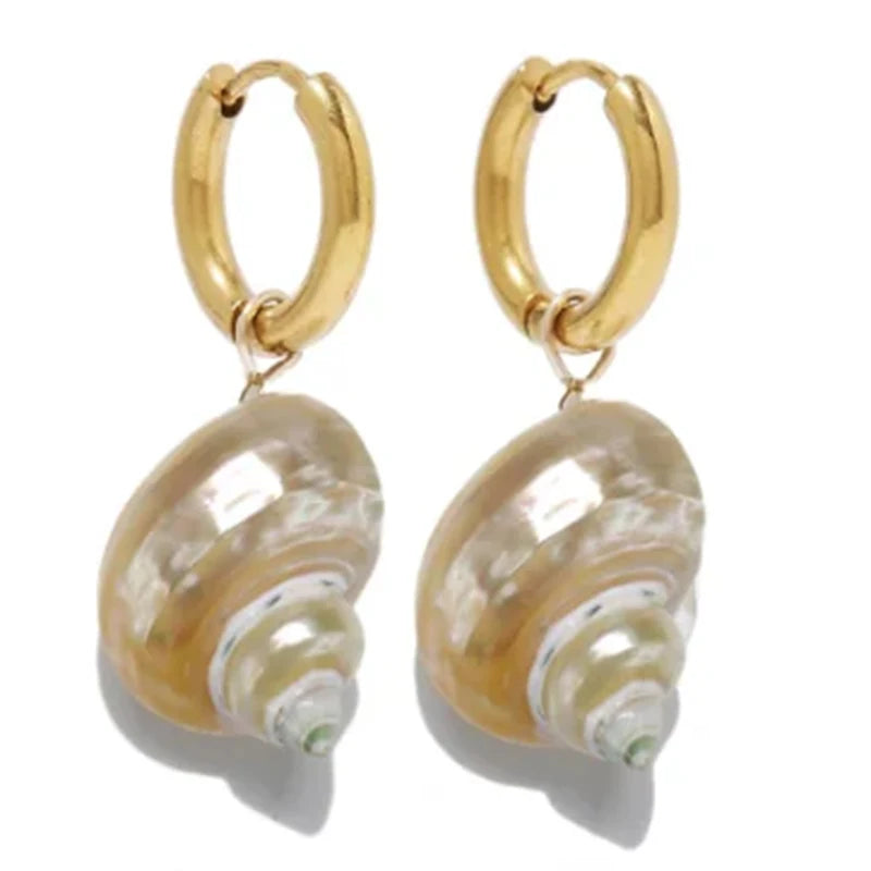 New Trendy Jewelry Summer Earrings For Women Sea World Shell Star Pendant Hoop Earrings Set Birthday Gift For Mother Kids