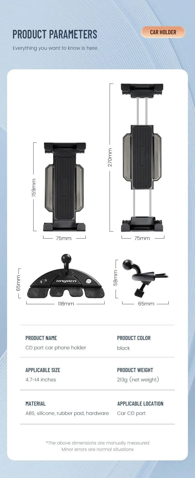Universal 4-13 Inch Tablet Stand Holder Car CD Slot Bracket Mobile Phone Mount for iPad Pro Air Mini iPhone Xiaomi Huawei Tab Pc