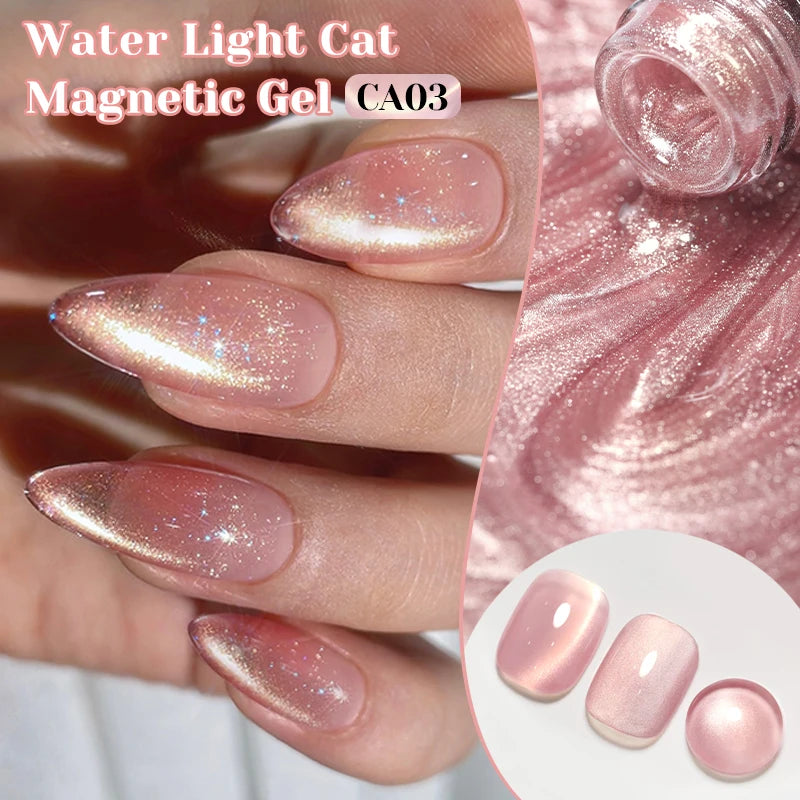 NICOLE DIARY Glass Beads Cat Magnetic Gel Nail Polish Spring Summer Gel Nail Sparkly Gel Varnish Soak off Nail Manicure Art