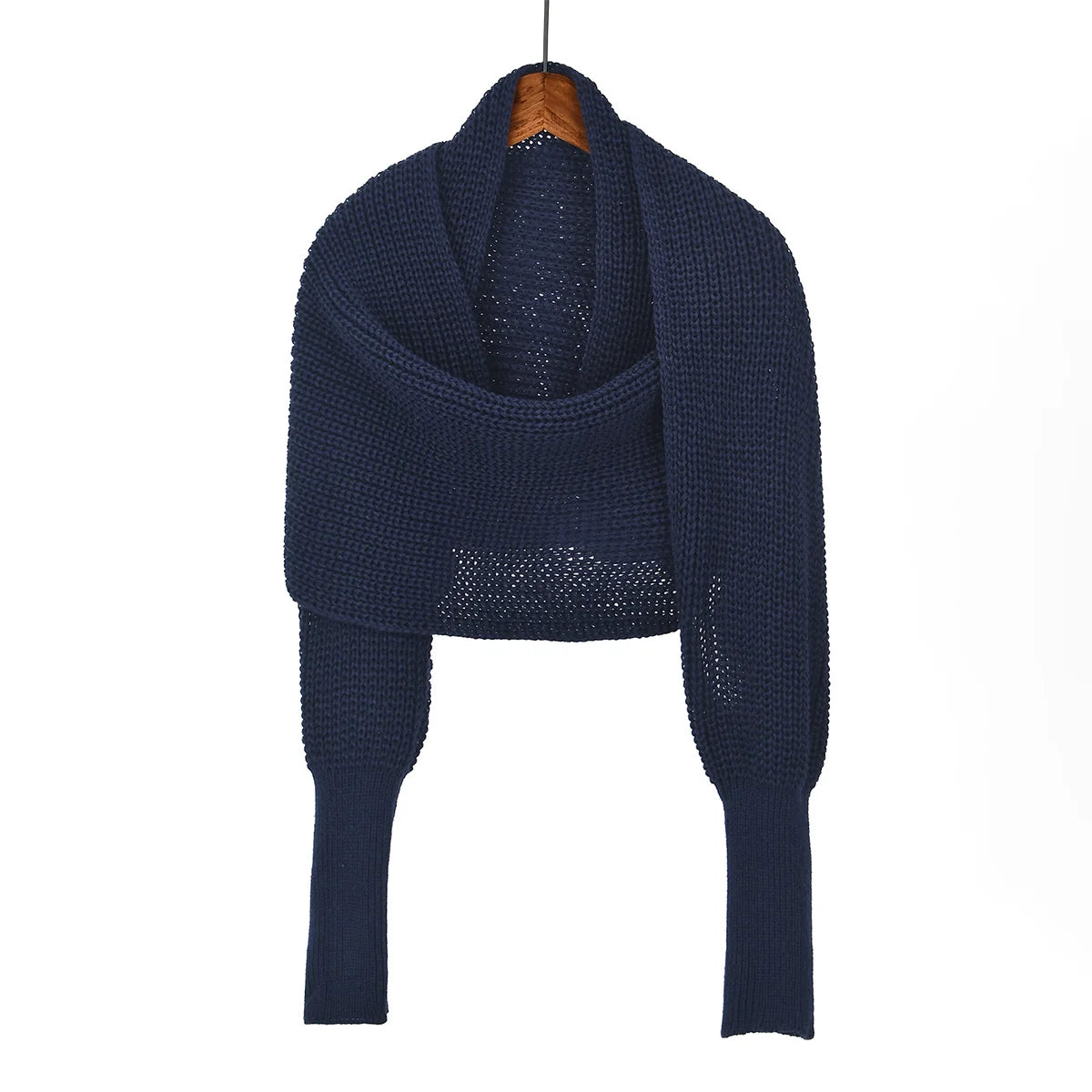 Thick Knitted Shawl Scarf With Sleeves Soft Warm Knitwear Cardigan Cloak Wrap Shoulder Neck Protect Pashmina Scarves Dual Use
