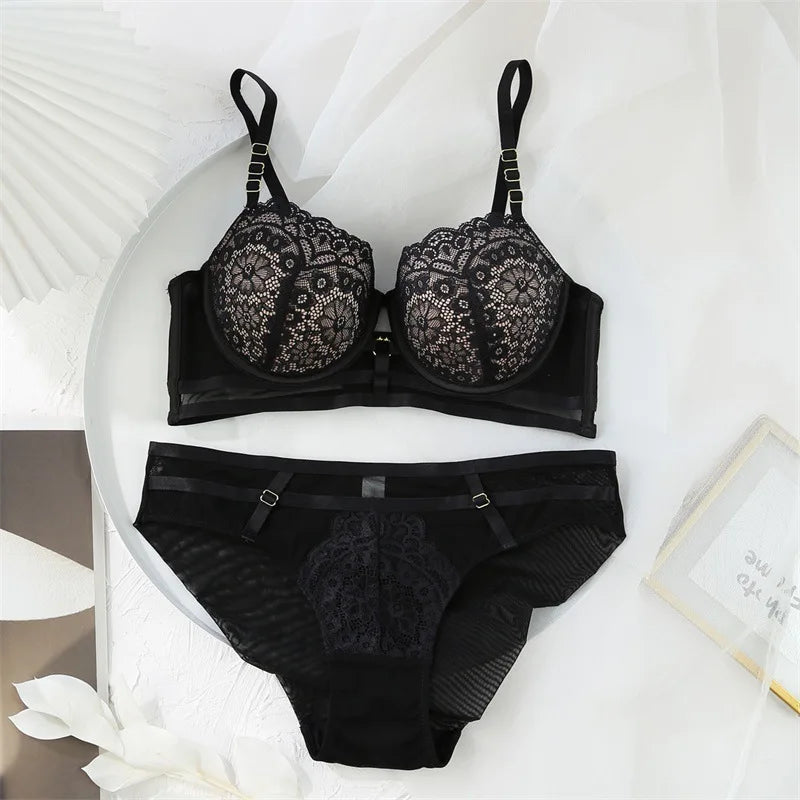 French Sexy Lingerie Underwear Lace Push Up Bra and Panties Set Beautiful High Quality Women Intimates New Arrivals