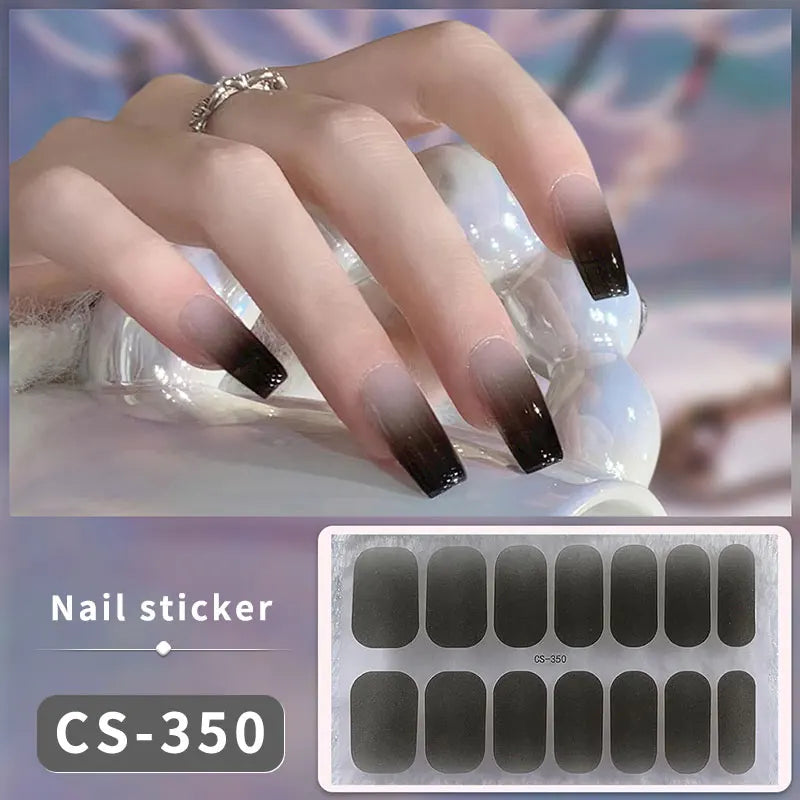 1pc DIY Baking-free Nail Stickers Long-Lasting Solid Color Fresh Flowers Christmas Autumn Nail Strips Patch Full Cover Decal