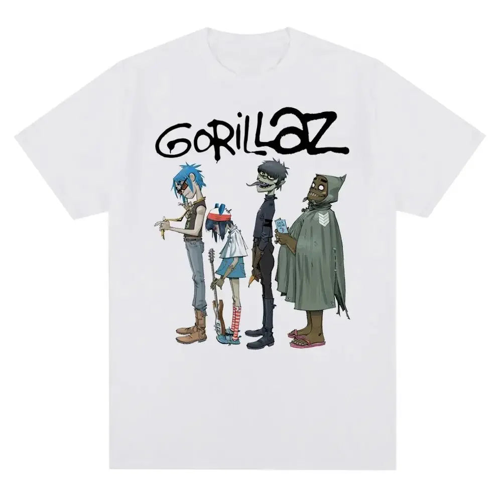 Music Band Gorillazs Punk Rock Print T Shirt 90s Casual Fashion Short Sleeve T Shirt Unisex Harajuku Kawaii T-shirt Y2K Clothing
